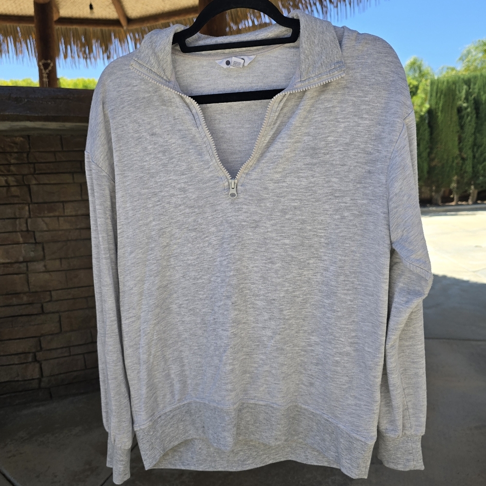 Women's Gray Half-Zip Sweater